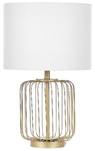 Stolná lampa biela zlatá oceľ bavlna 58 cm matný povrch klietkový kovový podstavec okrúhle tienidlo moderný štýl obývačka