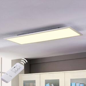 Lindby LED panel Livel, 120 cm x 30 cm, diaľkové ovládanie, Hliník / sivá / zinok, Kuchyňa, Plast, Moderný, Stropné svetlo