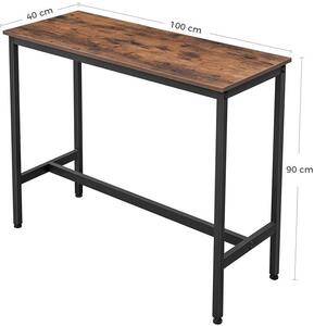Úzky barový stôl do kuchyne Industrial Loft LBT10X Čierna