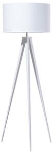 Stojaca lampa biela statívový kovový podstavec trojnožka 156 cm látkové tienidlo moderný industriálny štýl obývačka spálňa