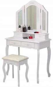 Nádherný toaletný stolík s veľkým zrkadlom v bielej farbe Biela