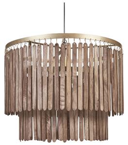 Závesná lampa tmavé mangové drevo prírodné tienidlo boho industriálny štýl ručne vyrobené bytové doplnky