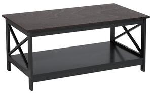 Konferenčný stolík čierny MDF 100 x 55 cm obdĺžnikový s policou moderný industriálny štýl