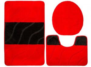 Sada kúpeľňových koberčekov FIORI červená / čierna, pruhy