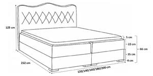 Luxusná kontinentálná posteľ SULTAN čierna eko koža 160 + topper zdarma