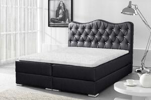 Luxusná kontinentálná posteľ SULTAN čierna eko koža 180 + topper zdarma