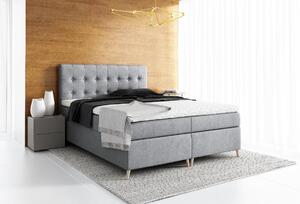 Elegantná čalúnená posteľ Komala s úložným priestorom tmavo šedá 180 x 200 + topper zdarma