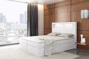 Dizajnová posteľ Elyan s úložným priestorom biela eko koža 180 x 200 + topper zdarma