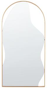 Nástenné zrkadlo zlaté kovové oválne 41 x 81 cm na stenu bytové doplnky moderné minimalistické obývacia izba spálňa chodba