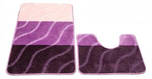 Sada kúpeľňových koberčekov FIORI ružová / fialová, pruhy