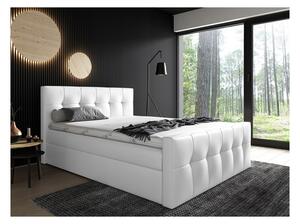 Čalúnená posteľ Maxim 160x200, biela eko kůže + TOPPER