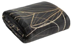 EUROFIRANY Flano deka veľmi mäkká na dotyk s lesklou potlačou 150 cm x 200 cm čierna 100 % polyester