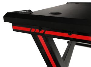 KONDELA Herný stôl/počítačový stôl, s RGB LED osvetlením, čierna/červená, MACKENZIE 120cm