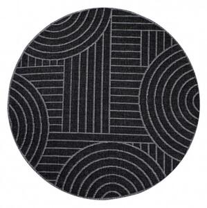 Obojstranný koberec DuoRug 5842 antracitový kruh