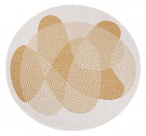 Obojstranný koberec DuoRug 5835 okrovo žltý kruh