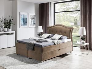 Elegantná rustikálna posteľ Bradley 200x200, svetlo hnedá + TOPPER