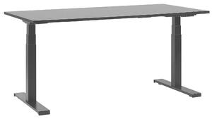 Elektricky nastaviteľný pracovný stôl čierny drevený stolný práškový lakovaný oceľový rám, stojan 160 x 72 cm, moderný dizajn
