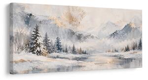 Obraz zasnežené štíty nad pokojnou hladinou
