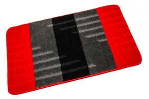 Kúpeľňový koberček VIC červený / sivý, pruhy