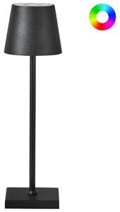 Stolná lampa čierna železo hliník s dotykovým vypínačom nabíjanie cez USB kábel bezdrôtová moderný štýl interiér exteriér