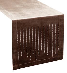 Dekorstudio Behúň na stôl ROYAL 3 z lesklého zamatu v tmavobéžovej farbe Rozmer behúňa (šírka x dĺžka): 35x180cm