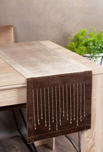 Dekorstudio Behúň na stôl ROYAL 3 z lesklého zamatu v tmavobéžovej farbe Rozmer behúňa (šírka x dĺžka): 35x180cm