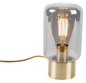 Dizajnová stolová lampa mosadz so sklom s dymovým efektom - Bliss Cute