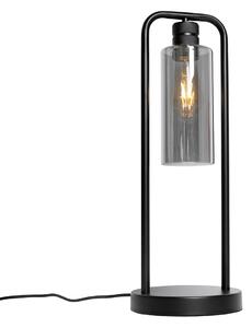 Moderná stolná lampa čierna s dymovým sklom - Stavelot