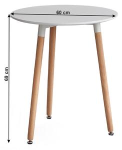 KONDELA Jedálenský stôl, biela/buk, priemer 60 cm, ELCAN