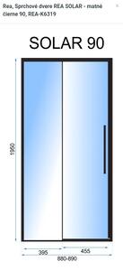Rea Solar Black, posuvné sprchové dvere 90 x 195 cm, 6mm číre sklo, čierny profil, REA-K6319