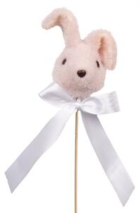 Dekorácia zápich ružová hlava králik s mašľou - 7*7*33 cm - Clayre & Eef