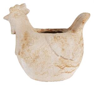 Béžový antik kvetináč sliepočka Chicken Brocante - 31*20*27 cm - Clayre & Eef