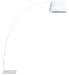 Stojaca lampa biele látkové tienidlo kovový stojan 188 cm mramorová základňa dlhý kábel s vypínačom moderný dizajn
