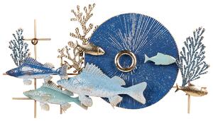 Nástenná dekorácia modrá zlatá kov železo ručná výroba morský motív moderný štýl obývacia izba