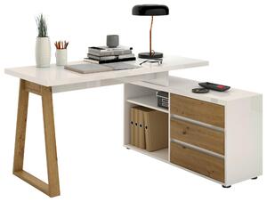 ROHOVÝ PÍSACÍ STÔL, biela, dub artisan, 135/120/75 cm Stylife - Kancelárske stoly