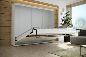 Horizontálna výklopná posteľ HAZEL 90 - biela / čierna lesklá