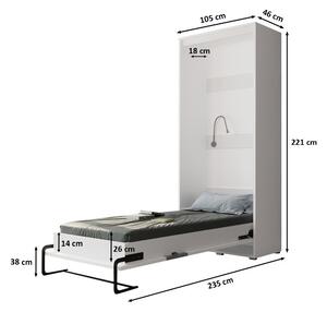 Praktická výklopná posteľ HAZEL 90 - biela / čierna lesklá