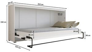 Horizontálna výklopná posteľ HAZEL 90 - biela / čierna lesklá