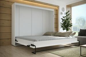 Horizontálna výklopná posteľ HAZEL 160 - biela / čierna lesklá