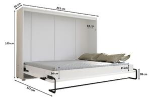 Horizontálna výklopná posteľ HAZEL 140 - biela / čierna lesklá