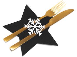 Tutumi - Vianočný obal na príbory hviezda - čierna - 6 ks