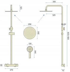 Sprchová súprava Rea VINCENT s termostatickou batériou - brúsená zlatá