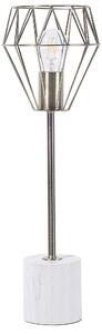 Stolná lampa biela mosadzná 49 cm kovové tienidlo tvar diamantu okrúhly stojan mramorový vzhľad obývačka spálňa