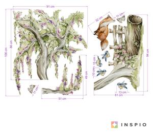 INSPIO-textilná prelepiteľná nálepka - Nálepka na stenu Woodland - Rozprávkový les so zvieratkami