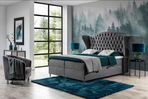Luxusná boxspringová posteľ 180x200 RIANA - sivá + topper ZDARMA