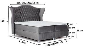 Luxusná boxspringová posteľ 120x200 RIANA - čierna + topper ZDARMA
