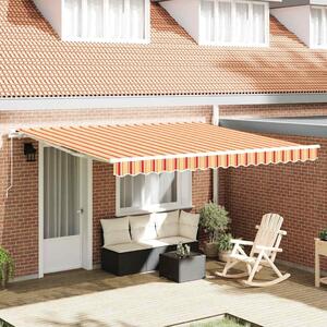 Maison Exclusive – Manuálna markíza, 4 x 3 m, žlto-oranžový prúžkovaný vzor, 100% polyester