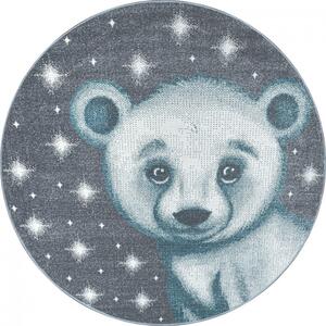 Detský koberec Bambi medveď modrý kruh