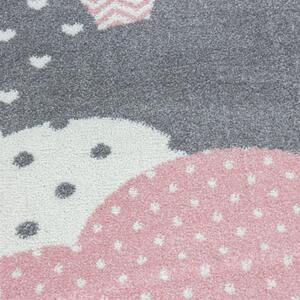 Detský koberec Bambi mraky ružový kruh