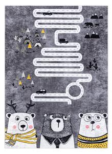 Detský koberec JUNIOR 52107.801 medvedíky, zvieratká - sivý
